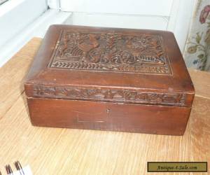 Item ANTIQUE / VINTAGE WOODEN TABLE / JEWELLERY BOX WITH CARVED BIRDS DETAIL.  for Sale