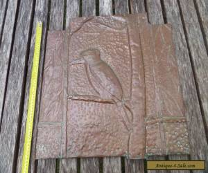 Item ANTIQUE VINTAGE OLD ART DECCO ART NOUVEAU KOOKABURRA COPPER WALL PLAQUE for Sale