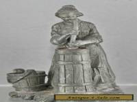 Vintage Fine Solid Pewter Sculpture Of An Australian Settler's Wife  Hallmarked