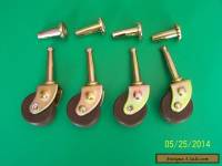 4 LOT WOODEN CASTERS WOOD CASTER ANTIQUE STYLE, COMES WITH INSERTS