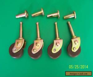 4 LOT WOODEN CASTERS WOOD CASTER ANTIQUE STYLE, COMES WITH INSERTS for Sale