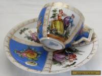 Antique Vintage Small Cup Saucer Signed AR In Blue Augustus Rex?