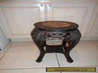 Antique Hand Carved Wooden with Marble Top Pedestal/Vase Table ( 19.5 by 13.5")