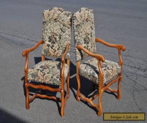 Pair Of Baroque Style Arm Chairs With Tapestry Fabric      for Sale