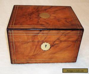 Item VICTORIAN WALNUT VENEER SEWING/JEWELLERY BOX,BRASS FITTINGS,RED LINED INTERIOR. for Sale