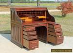 Fantastic Solid Walnut Antique 19th c Tamboured S Roll Desk wTooled Leather   for Sale