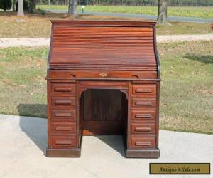 Item Fantastic Solid Walnut Antique 19th c Tamboured S Roll Desk wTooled Leather   for Sale