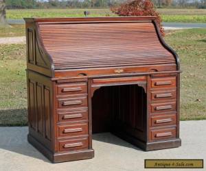 Item Fantastic Solid Walnut Antique 19th c Tamboured S Roll Desk wTooled Leather   for Sale