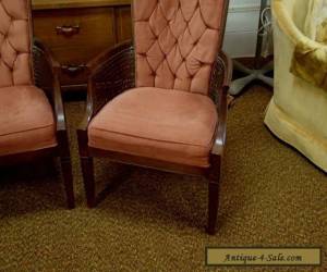 Item PAIR OF MID-CENTURY HOLLYWOOD REGENCY CANED TUFTED SIDE CHAIRS  for Sale