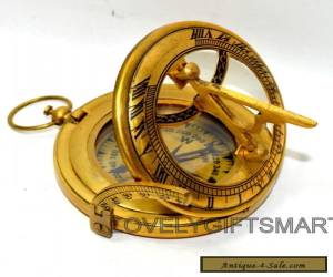 Item VINTAGE STYLE BRASS SUNDIAL COMPASS ANCIENT SOLID BRASS COMPASS GIFT for Sale