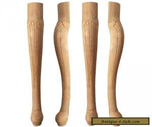 Set of 4 Unfinished Solid Oak Queen Anne Style Table Legs for Sale