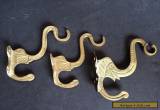 3 Antique Brass Elephant Curtain Rod Drapery Brackets Holders ?  for Sale