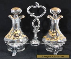 Antique Victor Saglier Silver Plated French Castor Cruet Set gold gild St Louis for Sale