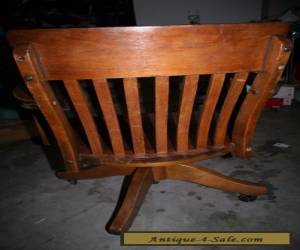 Item Antique Oak Wood Swivel Office Desk Chair for Sale