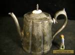 Antique Silver Plate Victorian Teapot with Scalloped and Engraved Design for Sale