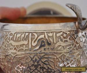 Item ANTIQUE INDIAN SILVER COBRA HANDLE BOWL WITH RARE ARABIC INSCRIPTION for Sale