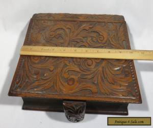 Item Antique Hand Carved Wood Sliding Drawer ~Book Shaped~ Box 1900's for Sale