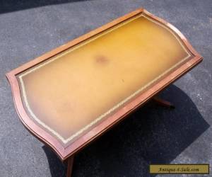 Item Antique Vintage Mersman Leather Top Coffee Table with Gold Trim  for Sale