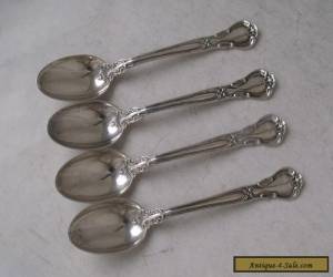 Item Pretty Set of 4 Antique Solid Sterling Silver Coffee Spoons c. 1910 for Sale