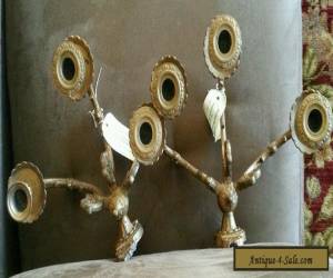 Item PAIR VINTAGE FRENCH TOLE IRON METAL WALL SCONCES FROM FRANCE for Sale