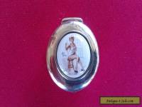 Pill box silver with  enamel picture to lid 