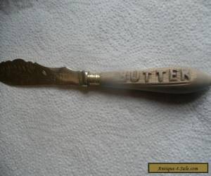 Antique Victorian Silver Plate Butter Knife Carved Wood Handle for Sale