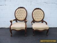 Pair of Victorian Carved Living Room His and Hers Side Chairs 6986