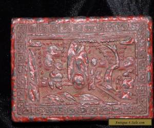 Item VINTAGE CHINESE CARVED CINNABAR LACQUER LIDDED BOX RECTANGULAR 5 1/2" X 3 3/4" for Sale