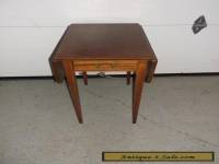 ANTIQUE MAHOGANY PEMBROKE TABLE Drop Leaf End, Side, Single Drawer VINTAGE