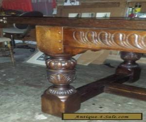 English Refectory Table Solid Oak Carved Jacobean Style 102" L. for Sale