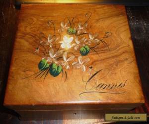 Item Vintage French made walnut jewellery box with "Cannes" on lid 19 x 14.5 x 7.5 cm for Sale