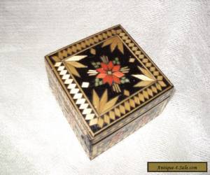 antique unusual inlaid wooden box for Sale