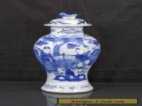 Good Quality Antique Chinese 19th C Blue & White Scholars Vase - Signed Kangxi