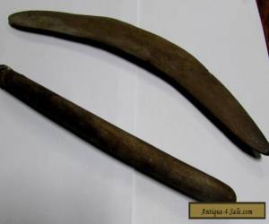 Item ANTIQUE AUSTRALIAN ABORIGINAL CHILDRENS OLD BOOMERANG & CLUB TEACHING MODEL  for Sale