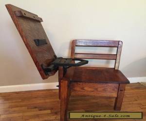 Item RARE Child's Antique School Desk Chair wood metal Mission Flamed Oak Very Small for Sale