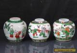 Three Antique Chinese 19th C Famille Verte Tea Caddys / Jars - Signed for Sale