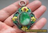 Antique Chinese Silver & Enamel Mosaic Jadeite jade PendantAAA for Sale