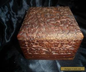 Item Vintage  Hand Carved Wood Box for Sale