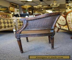 Item Vintage French Bergere Louis Xv Style Mahogany Caned Barrel Chair Acanthus Seat for Sale