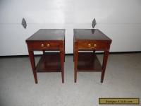 Pair Vintage "Mersman" Mahogany Bed Side End Accent Table Drawer Shelf