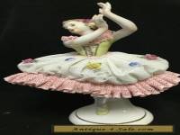 Antique Dresden porcelain lace figurine ballerina dancer V13566