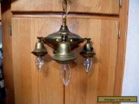 Art Deco Vintage 3 Bulb Pan Light Chandelier Brass