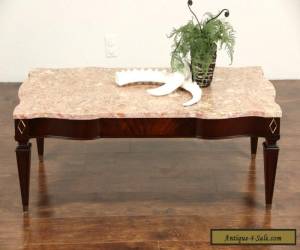 Item Rose Marble & Mahogany 1950's Vintage Coffee Table for Sale