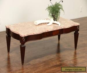 Item Rose Marble & Mahogany 1950's Vintage Coffee Table for Sale