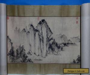 Very Long Old Chinese Scroll Hand Painting Landscape Handwriting Marks WJ132 for Sale