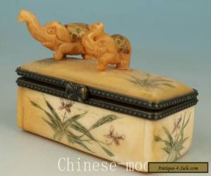 Asian Chinese Old Handmade Carved Elephant Collect Statue Snuff Jewel Box Orname for Sale