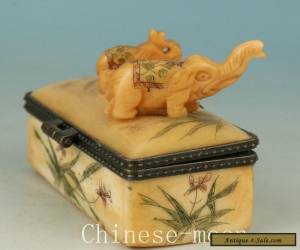 Item Asian Chinese Old Handmade Carved Elephant Collect Statue Snuff Jewel Box Orname for Sale