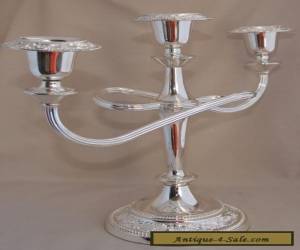 Item Vintage 3 Arm Silver Plate Embossed Candelabra - Twist for Sale