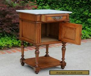 Item Antique French Henri II Oak 2-Tier Marble Top Side Cabinet End Table Nightstand for Sale