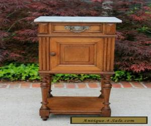 Item Antique French Henri II Oak 2-Tier Marble Top Side Cabinet End Table Nightstand for Sale